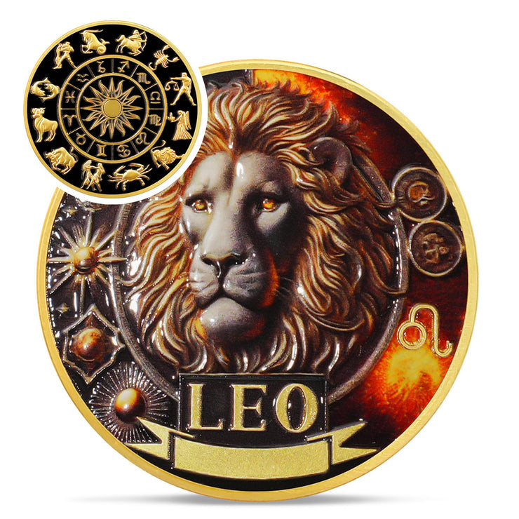 Cool Leo 12 Zodiac Challenge Coin
