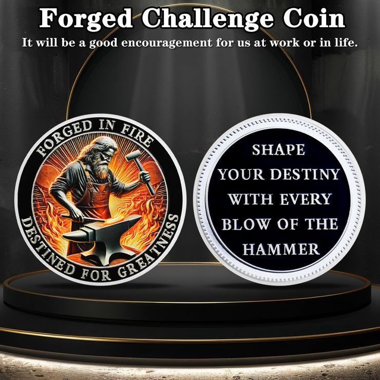 Blacksmith Hammering Forged in Fire Soberity Challenge Coin