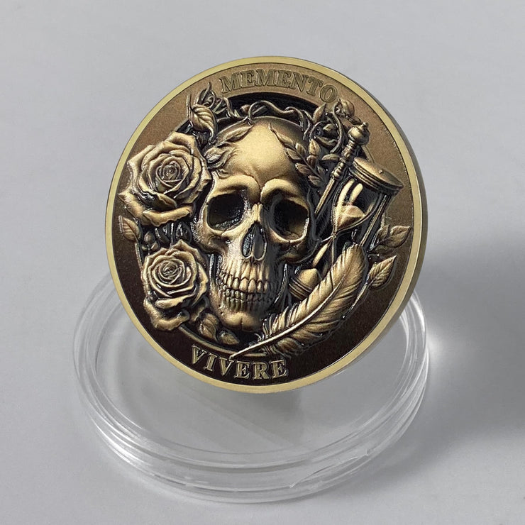 Inspirational Stoicism Memento Skull Challenge Coins