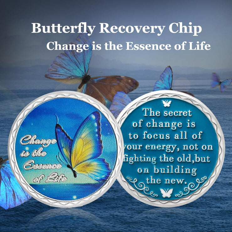 Change is The Essence of Life Butterfly Sobriety Coin