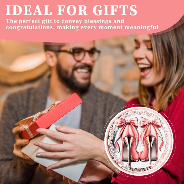 Bow Tie & High Heels Affirmation Sobriety Coin