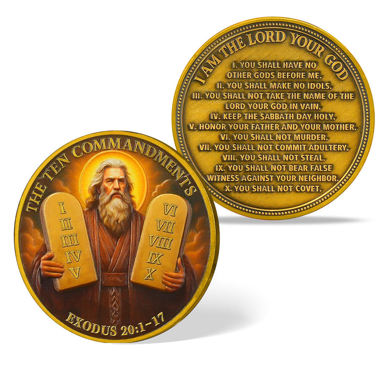 Ten Commandments Prayer  Challenge Coin