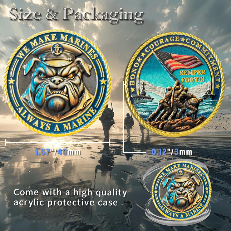 Bulldog Design US Marine Corps Graduation Token USMC Navy Veteran  Challenge Coin