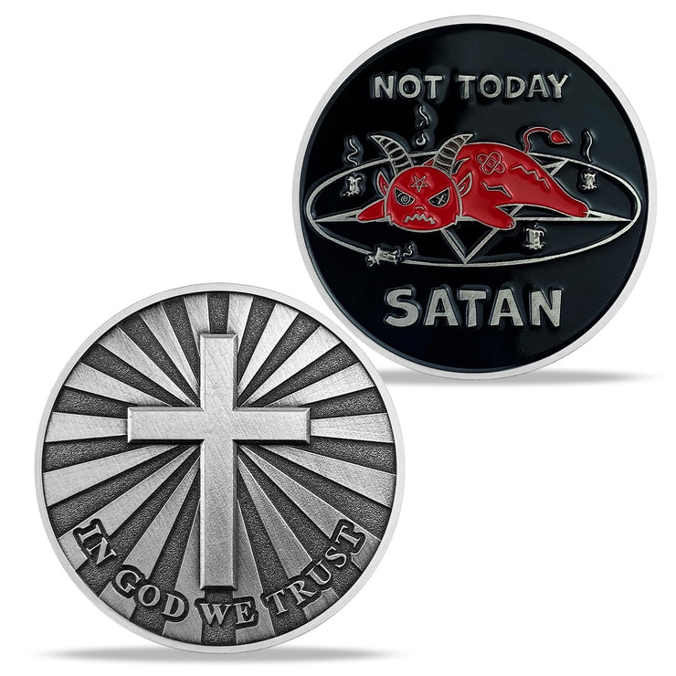 Not Today Satan Challenge Coin Christian Religious Gifts - in God We Trust