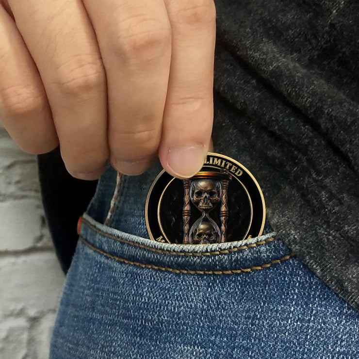 Skull & Hourglass Remember You Must Die Memento Mori Coin