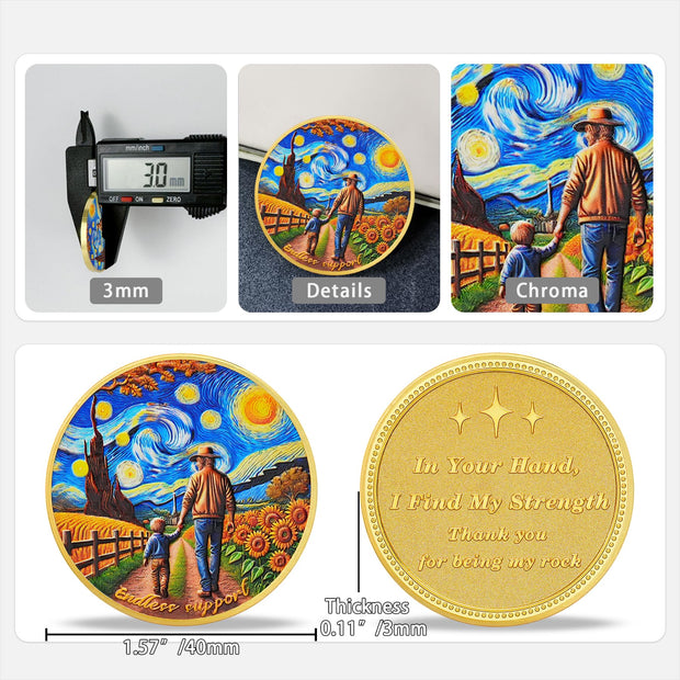 Sunflowers and Stars Father Challenge Coin
