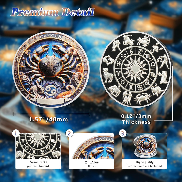 Cool Cancer 12 Zodiac Protective Talisman Challenge Coin