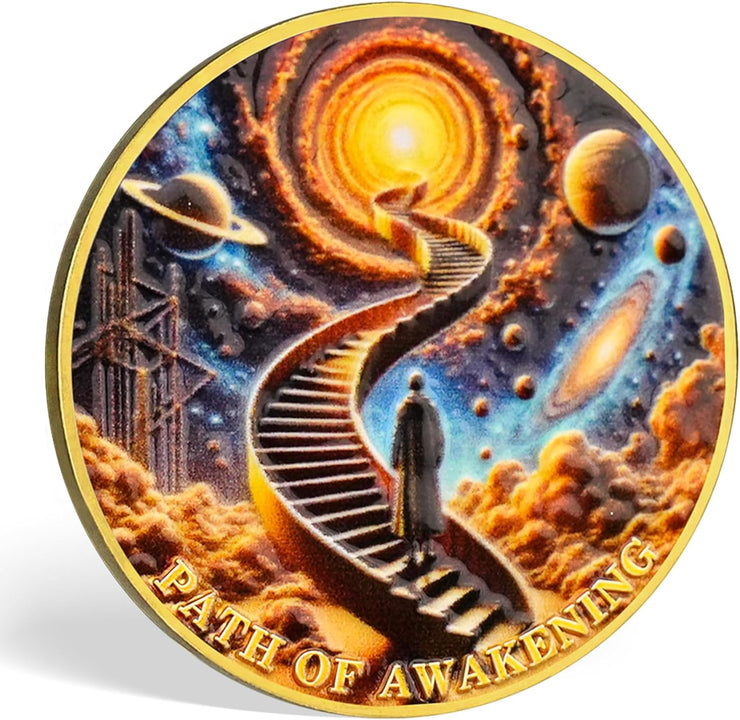 Cosmic Steps Path of Awakening Sobriety Coin