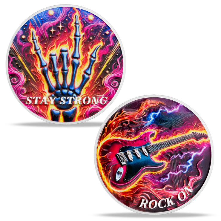 Rock Guitar Motivational Challenge Coin