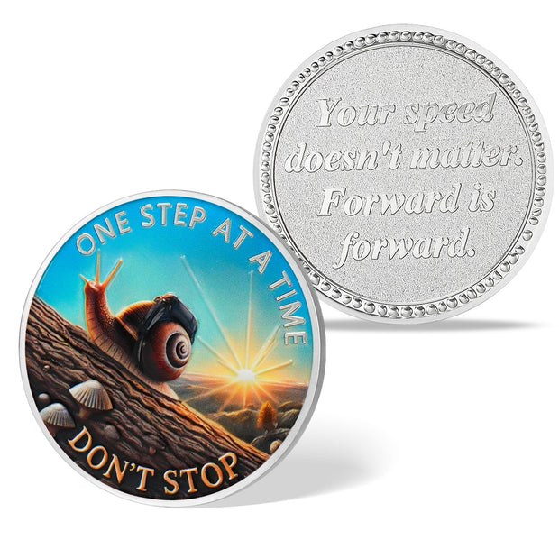 One Step at a Time Snail Sobriety Coin