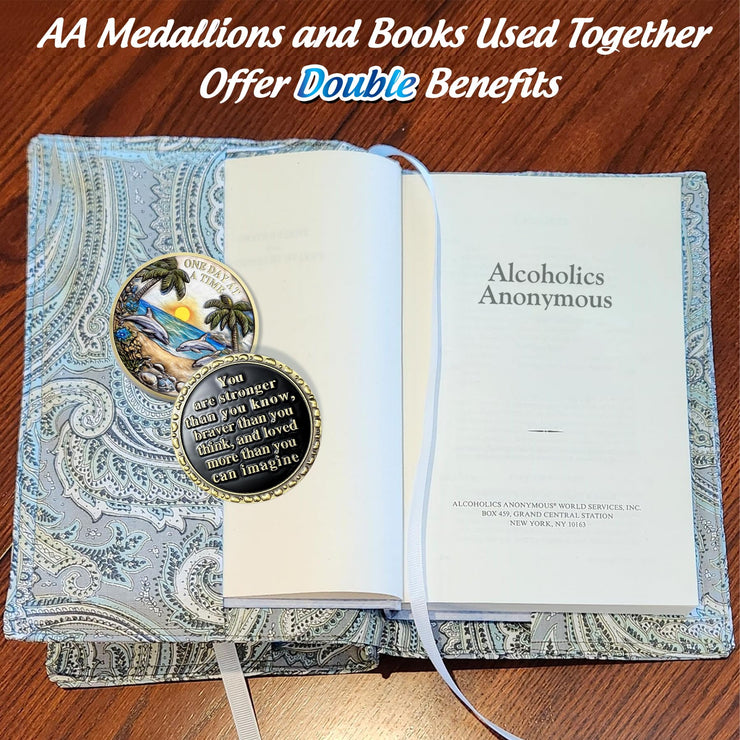 Recovery Addiction Sunset Beach Freedom Dolphins Sobriety Coin