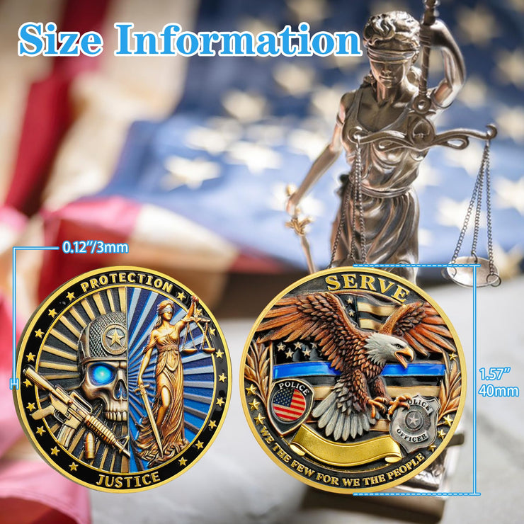 Skeletons and Goddess of Justice Police Challenge Coin