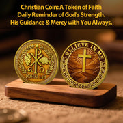 Chi Rho Christian Challenge Coin with John 14:1 Scripture