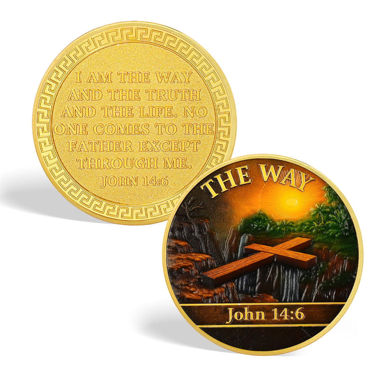 Christian Challenge Coin The Way Coin with John 14:6 Bible Verse