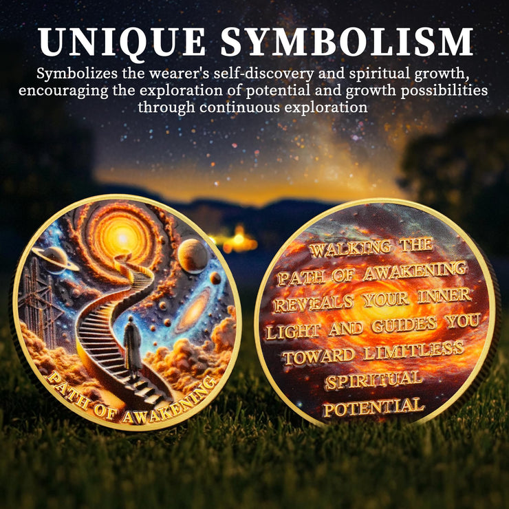 Cosmic Steps Path of Awakening Sobriety Coin