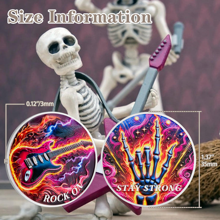 Rock Guitar Motivational Challenge Coin