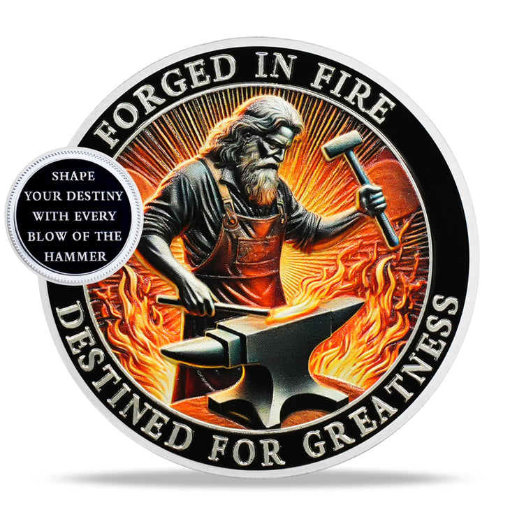 Blacksmith Hammering Forged in Fire Soberity Challenge Coin