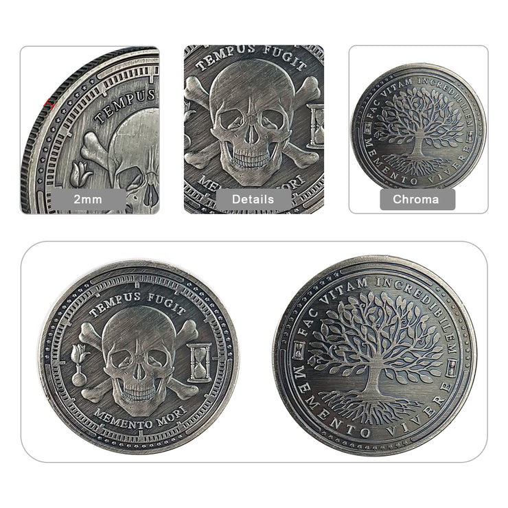 5 Pcs Memento Mori Memento Vivere Sliver Coin Gift Set