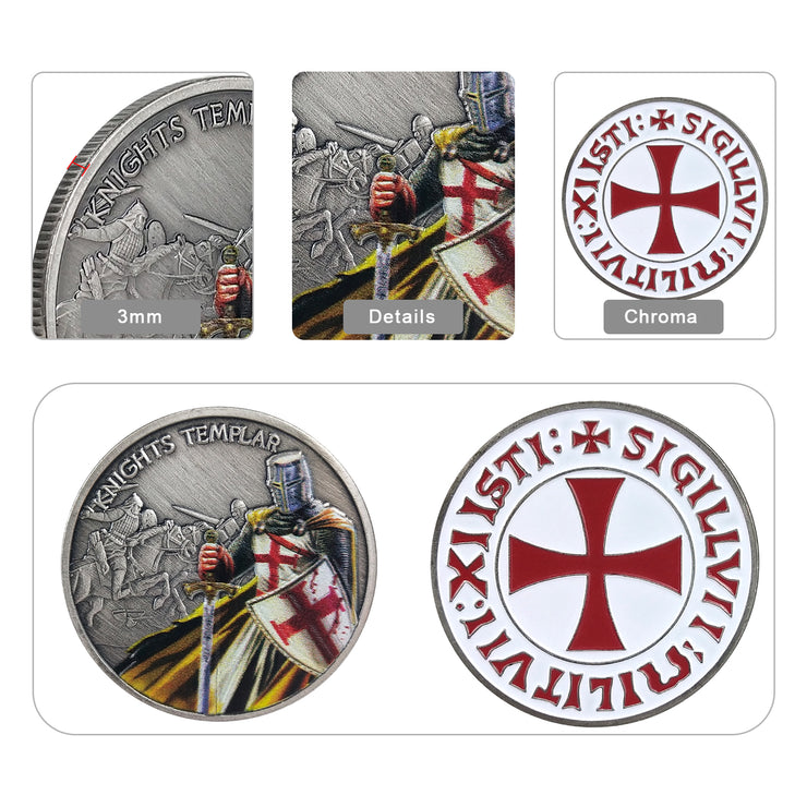 4 Pcs Bundle Knight Templar Red Cross Challenge Coin Gift Set