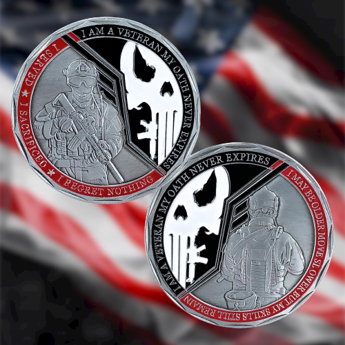 Veterans Oath Challenge Coin Served Never Expired Medallion Gift