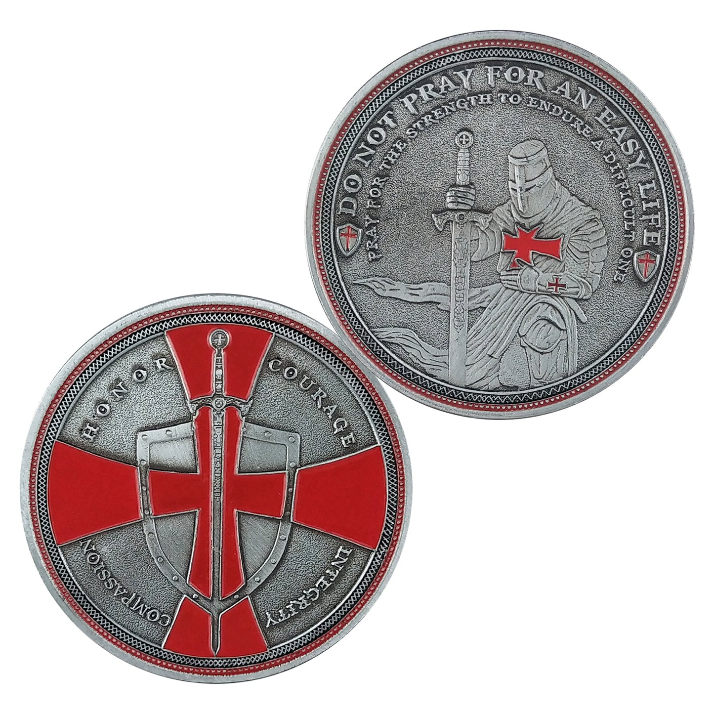 5 Pcs Knight Templar Crusader Life Creed Token Challenge Coin Gift Set