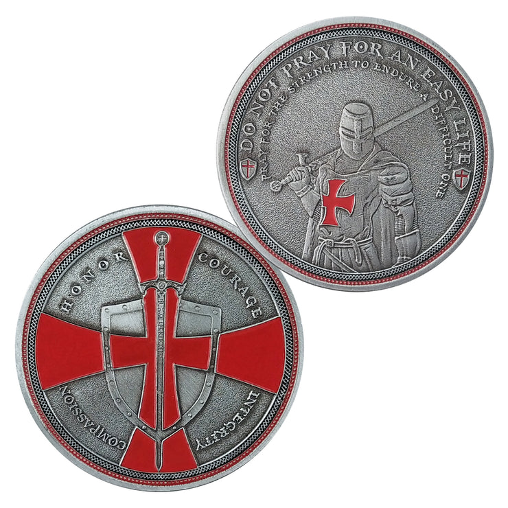 5 Pcs Knight Templar Crusader Life Creed Token Challenge Coin Gift Set