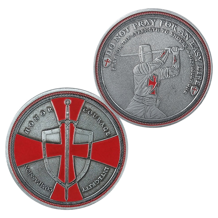5 Pcs Knight Templar Crusader Life Creed Token Challenge Coin Gift Set