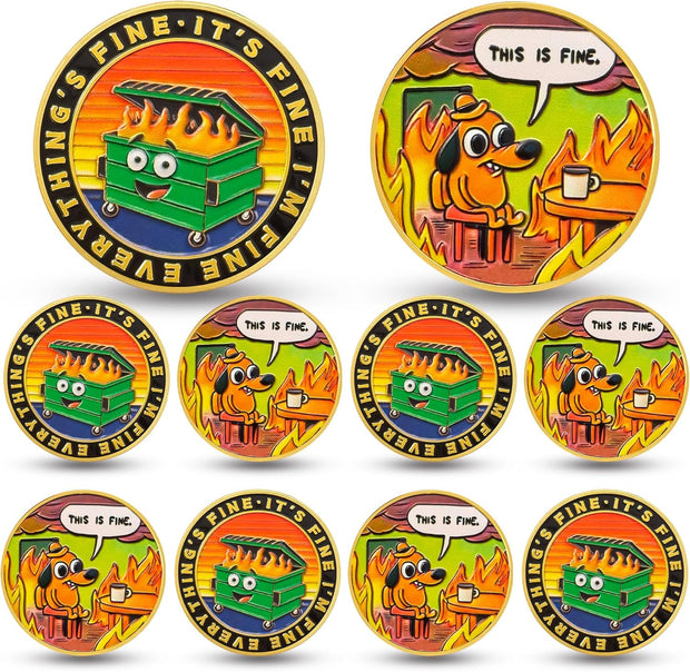 This is Fine Mini Dumpster Fire Challenge Coin