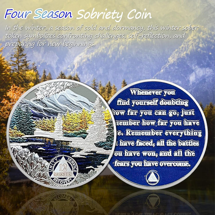 1-12 Month Recovery Seasonal Landscapes Sobriety Coins