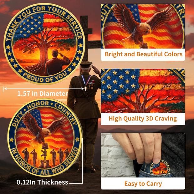 Thank You for Your Service & in Honor of All Who Served Military Veterans Challenge Coin