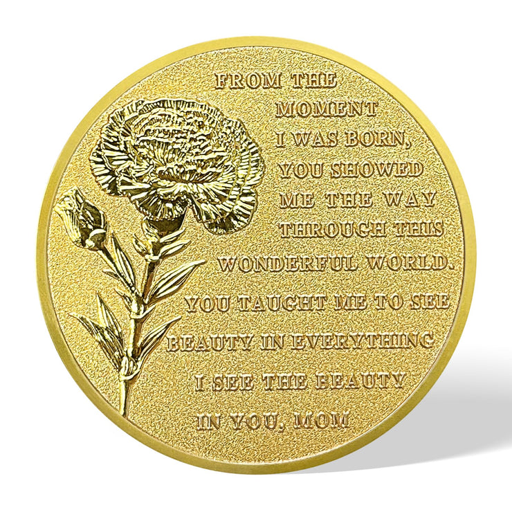 AtSKnSK Ich liebe dich Mama Münze Liebe Ausdrucks Münze Nelken Chips Medaillon Geschenke zum Muttertag Geburtstag Zeichen der Wertschätzung für die Mutter