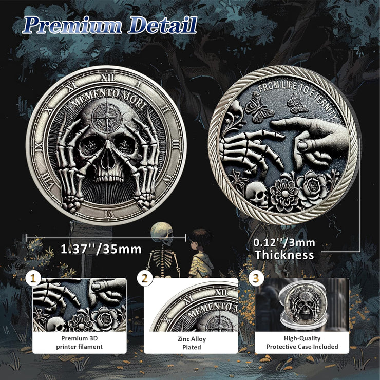 Delicate Novelty Skull Memento Mori Coin