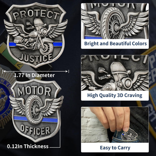Unique Shape Motorcycle Police Challenge Coin