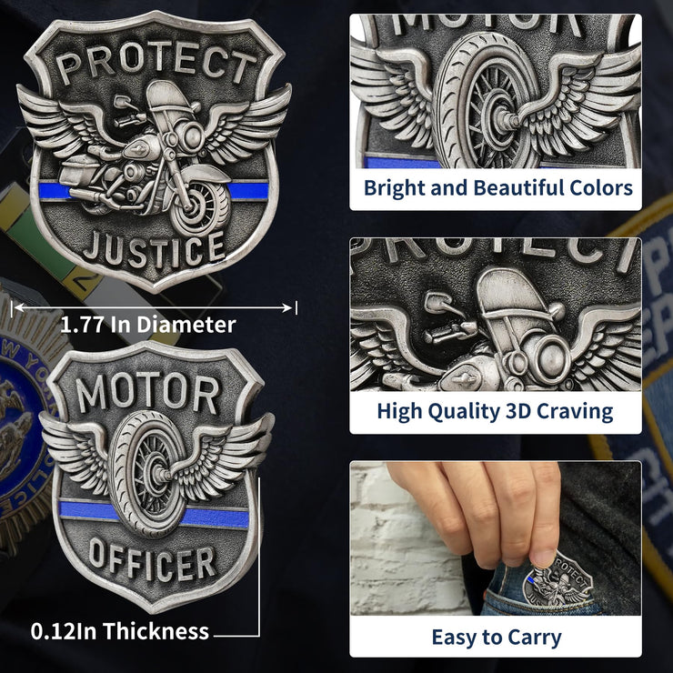 Unique Shape Motorcycle Police Challenge Coin