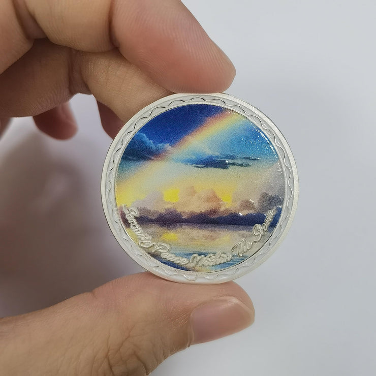 Rainbow Ocean Sobriety Coin with Inspirational Quote