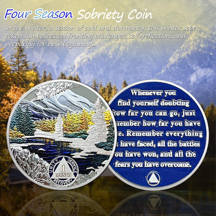 1-12 Month Recovery Seasonal Landscapes Sobriety Coins