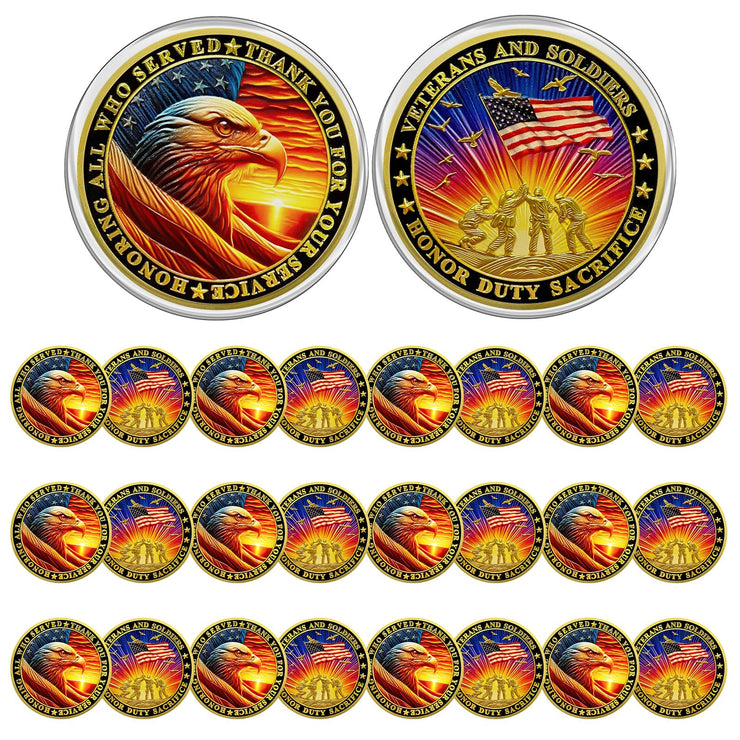 Honoring All Who Served Thank You for Your Service Military Veterans Challenge Coins
