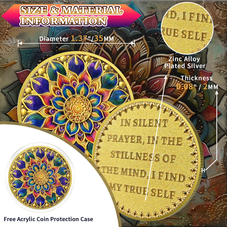 Mandala Flower Recovery Sobriety Coin