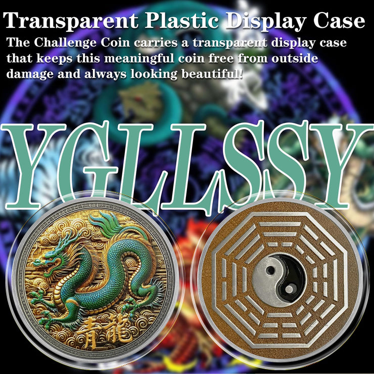 Eastern Mythology Chinese Azure Dragon Taichi Good Luck Coin