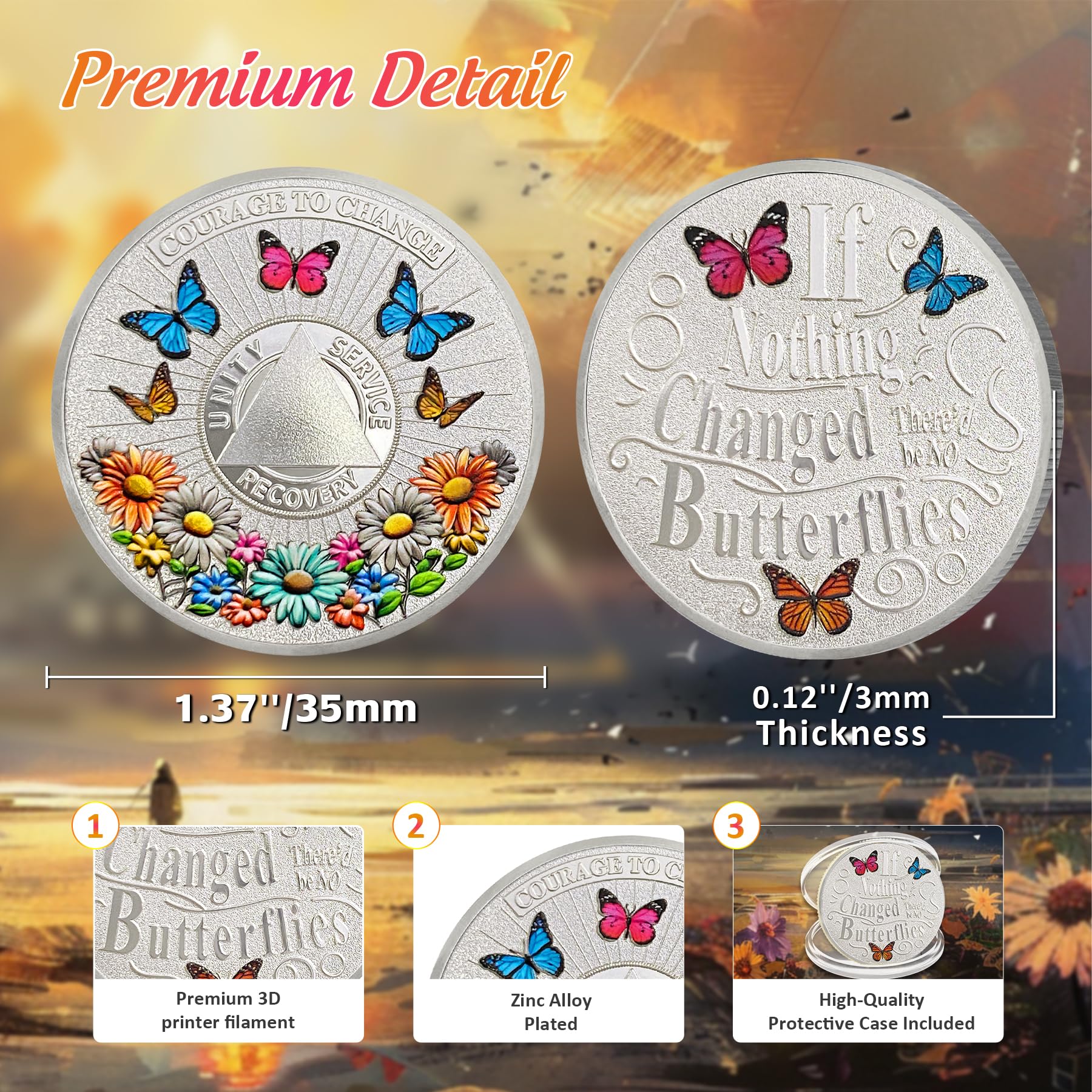 Recovery Colorful Sunflower Sobriety Coin