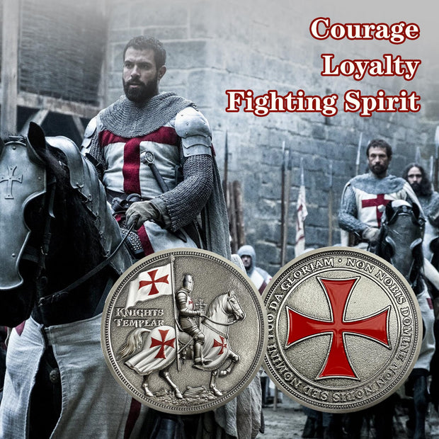 BHealthLife Knights Templar Challenge Coin Christian Christ Red Cross Religious Reminder Gifts for Men Women