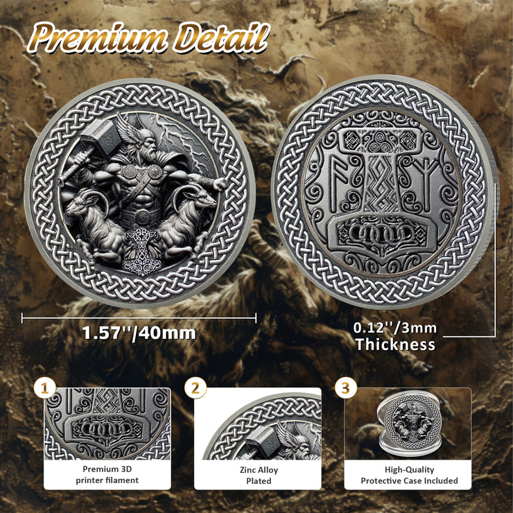 Norse Mythology Viking Thor Hammer Tanngrisnir Tanngnjóstr Coin