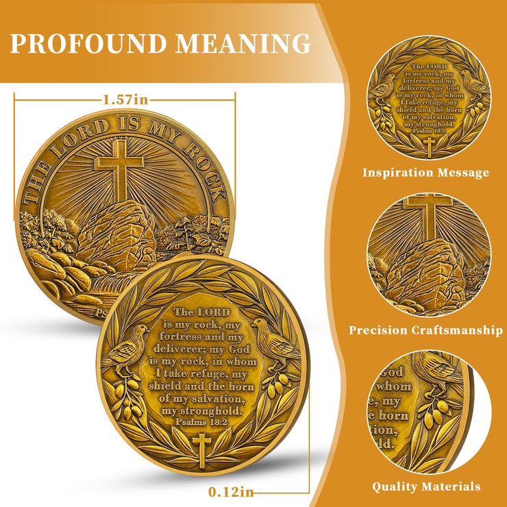 The Lord is My Rock Christian Challenge Coin