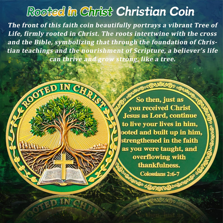 Rooted in Christ Christian Religious Challenge Coin