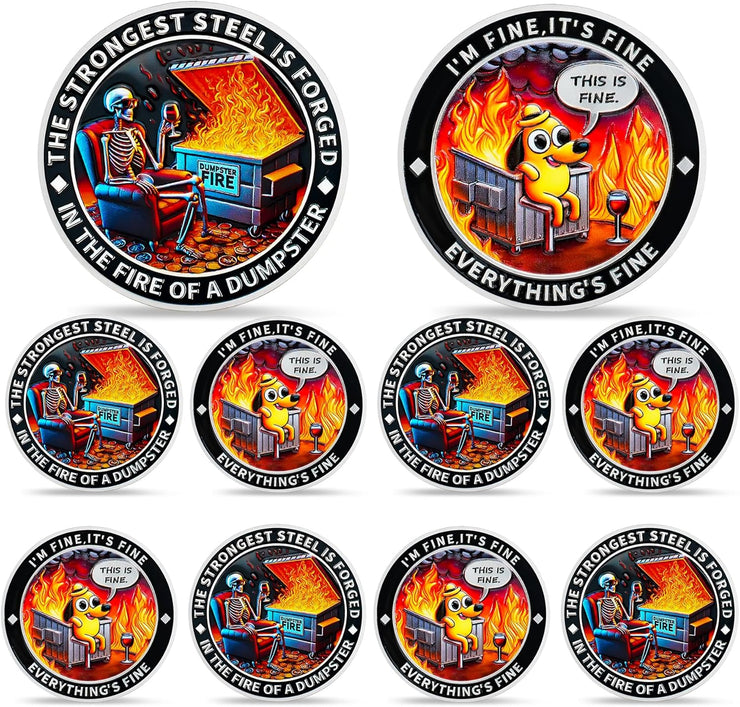Cool Skull Dumpster Fire Challenge Coin