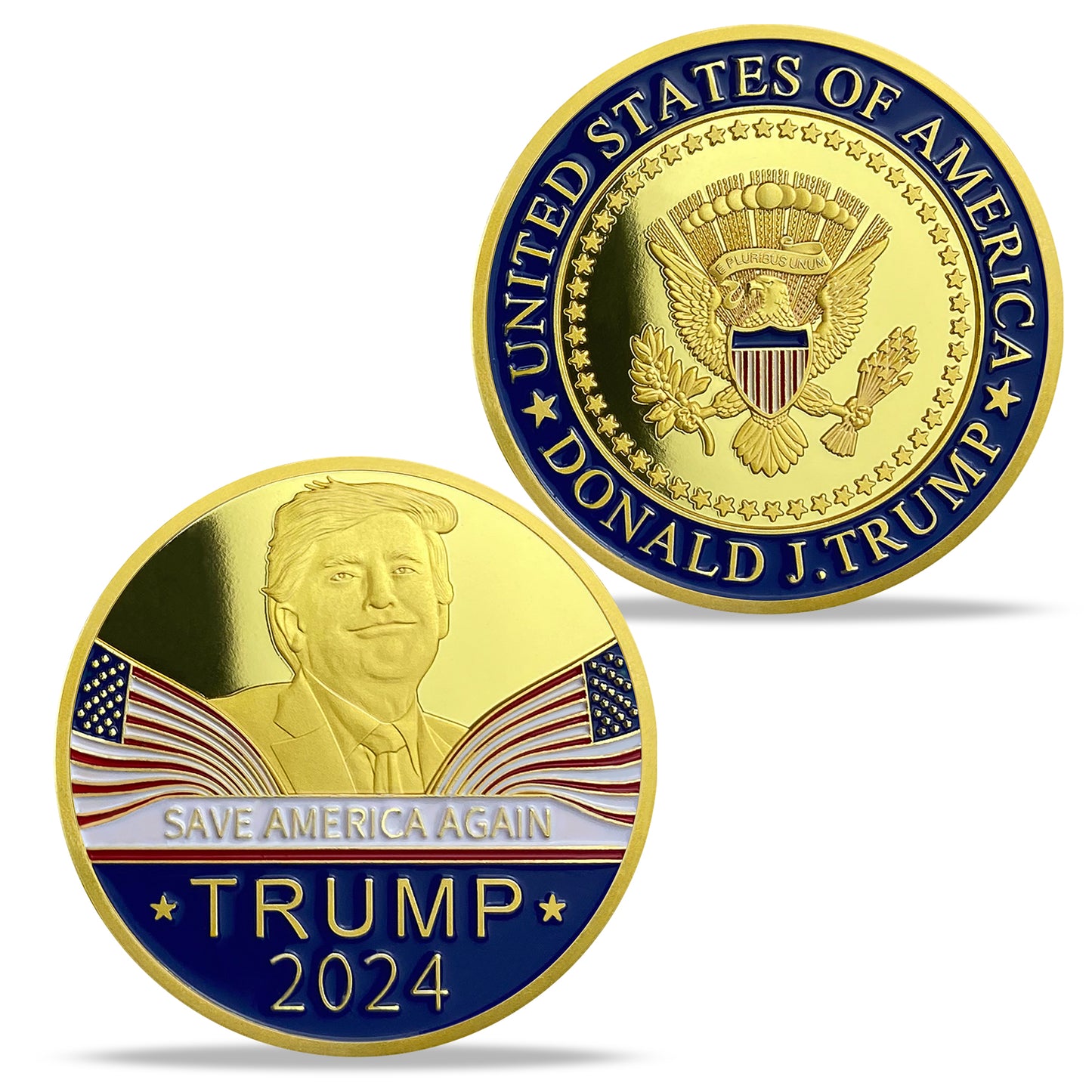 Trump 2024 The President Seal Challenge Coin 3D Gold Finish Collectible Gift Coin