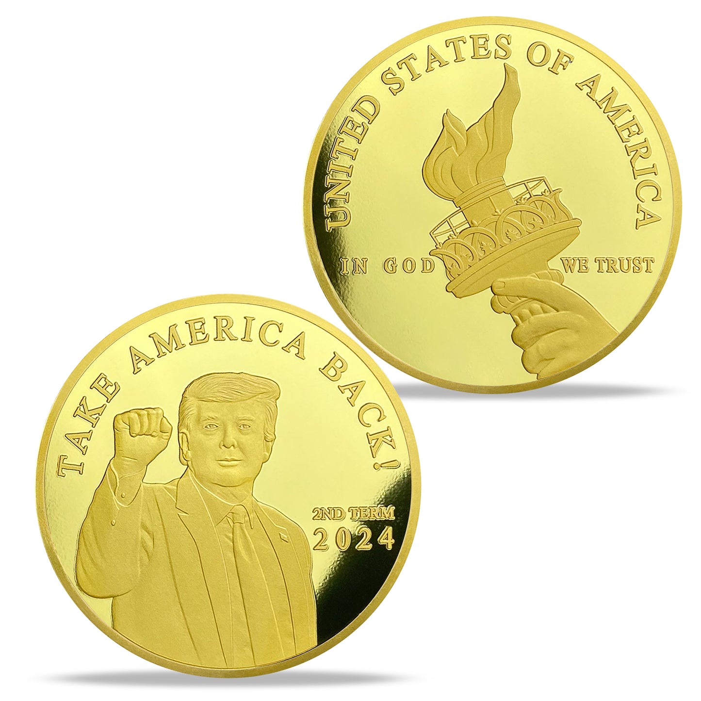 Trump 2024 Take America Back Challenge Coin 3D Gold Finish Collectible Gift Coin