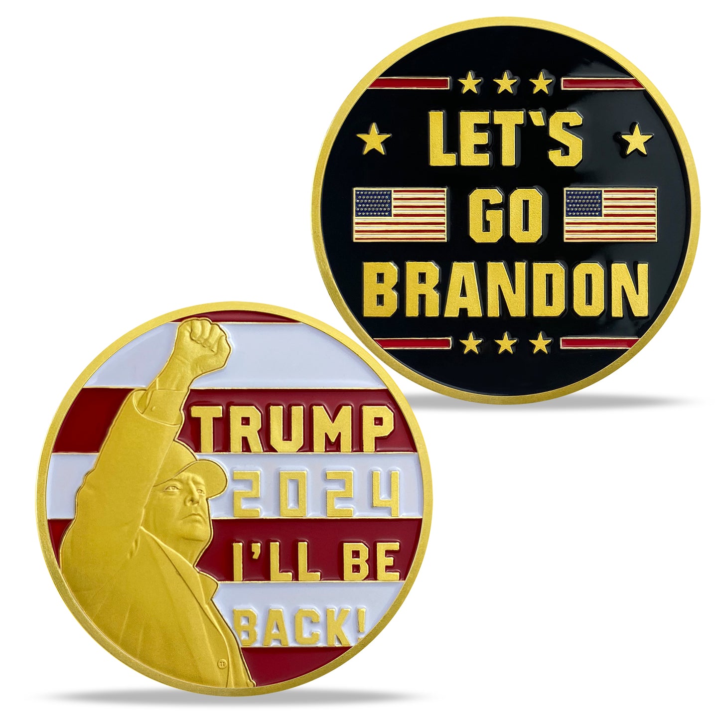 Trump 2024 Let's Go Brandon Challenge Coin 3D Gold Finish Collectible Gift Coin