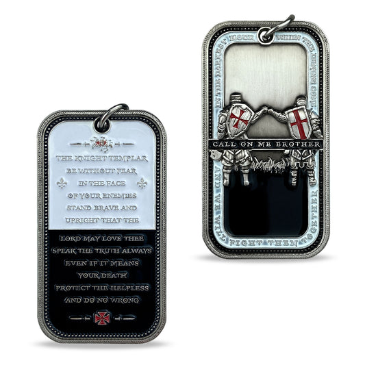 Knights Templar Call On Me Brother Dog Tag Pendant Military Necklace