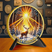 Merry Christmas Elk Gold Sunlight Snow Sobriety Coin